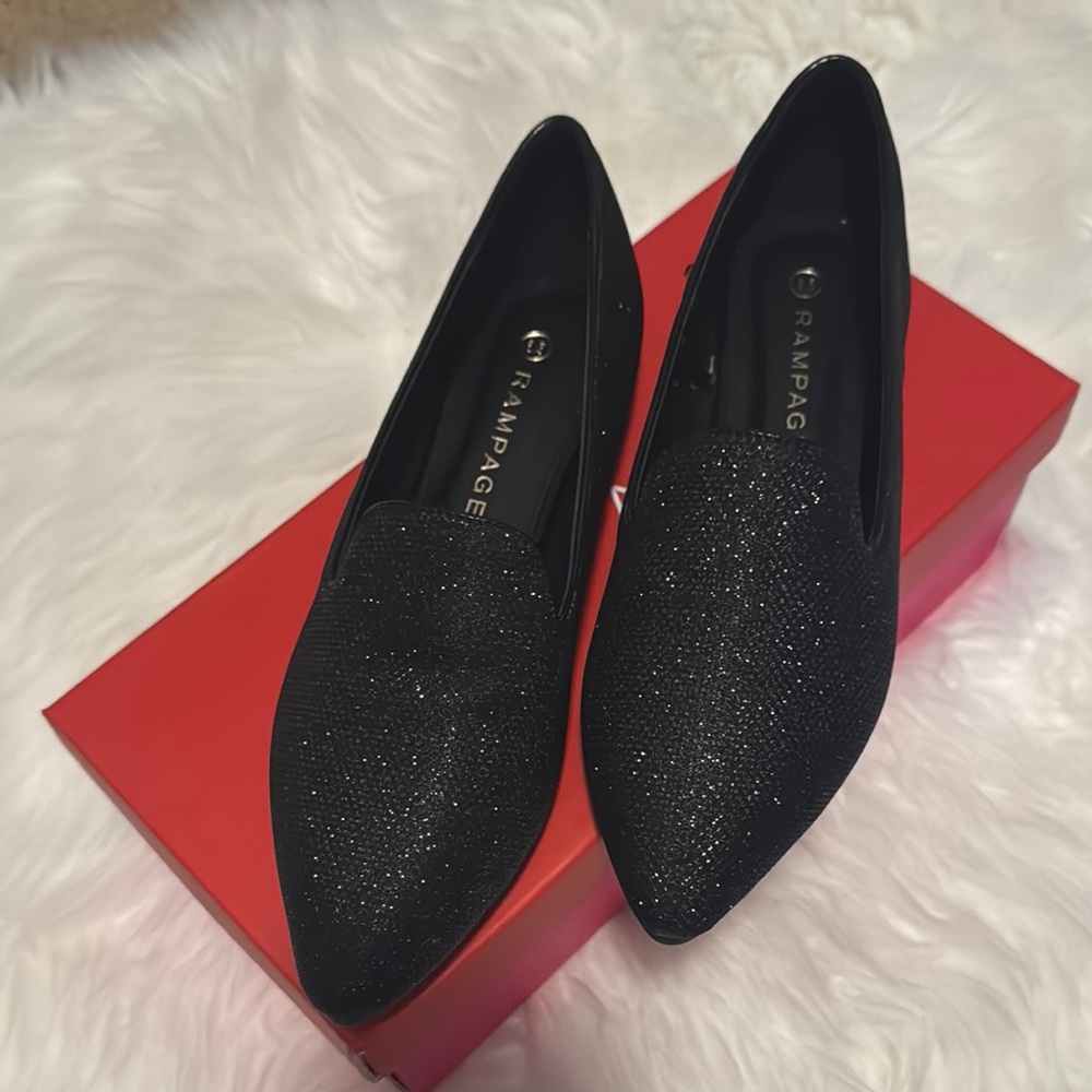 Rampage Black Glitter Loafers
